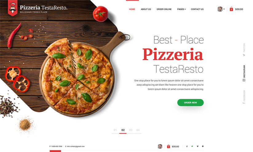 Pizzeria TestaResto Bootstrap template ID:300111951