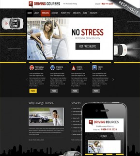 Driving school Wordpress template ID: 300111616