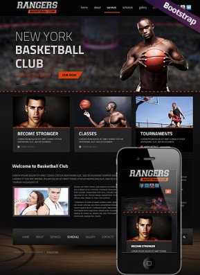 Basketball Bootstrap template ID: 300111680
