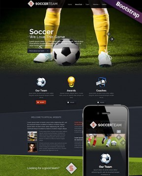 Soccer Club Bootstrap template ID: 300111703