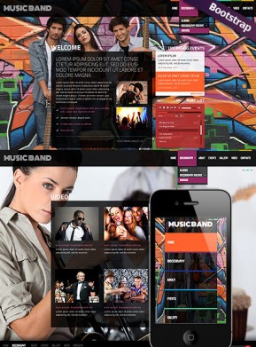 Music Band Bootstrap template ID: 300111704