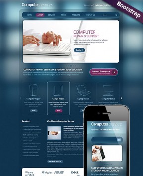 Computer repair Bootstrap template ID: 300111727