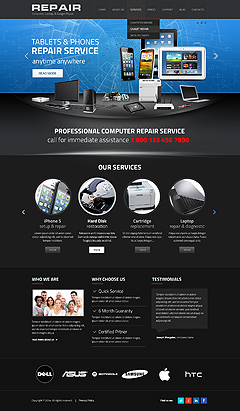 Computer repair Wordpress template ID: 300111806