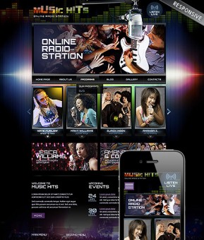 Online Radio Station Wordpress template ID: 300111825