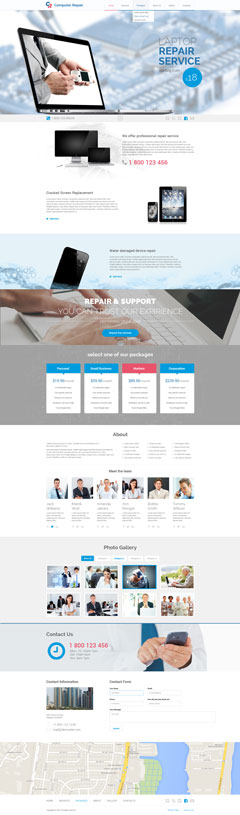 Computer repair Bootstrap template ID: 300111826