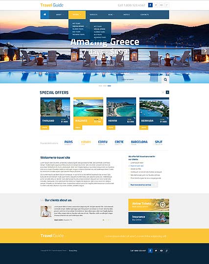 Travel Guide Wordpress template ID: 300111835