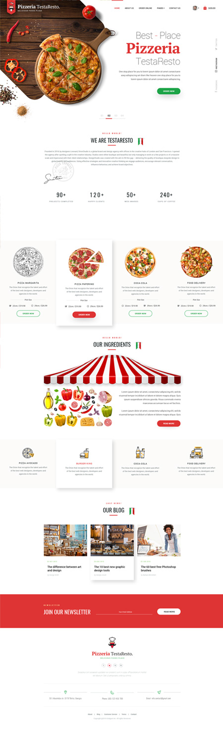 Pizzeria TestaResto Bootstrap template ID: 300111951