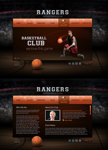 Basketball Club HTML5 template ID:300111502