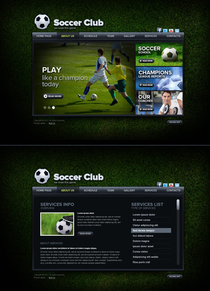 Soccer Club HTML5 template ID:300111503