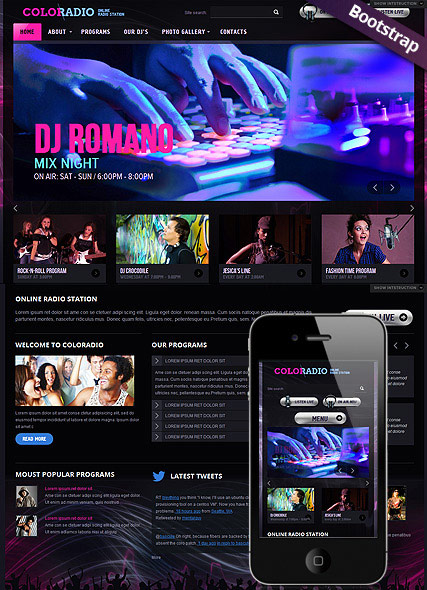 ColoRadio Bootstrap template ID:300111589
