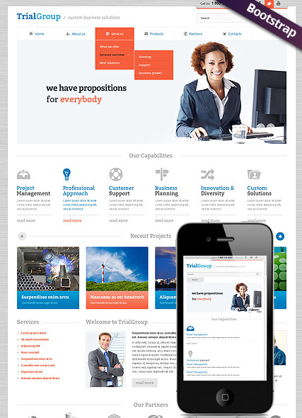 Business Company Bootstrap template ID:300111595