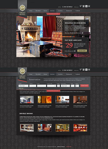 Great Hotel HTML5 template ID:300111633