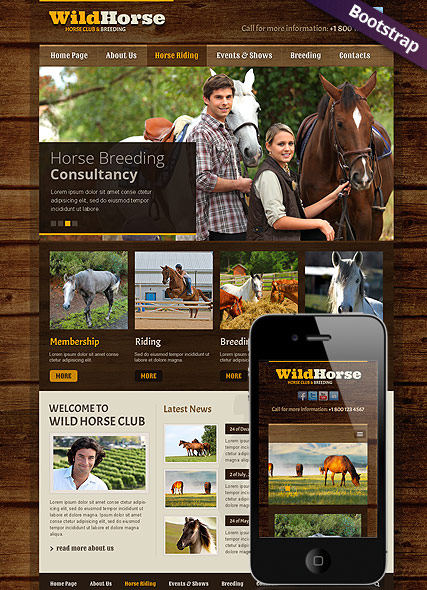 Wild Horse Bootstrap template ID:300111682