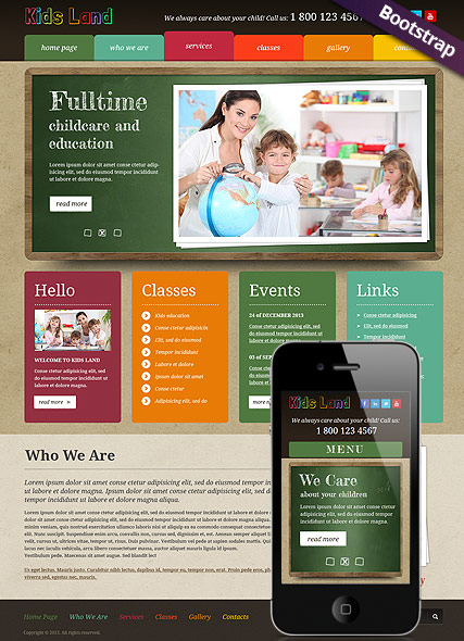 Kids Land Bootstrap template ID:300111690