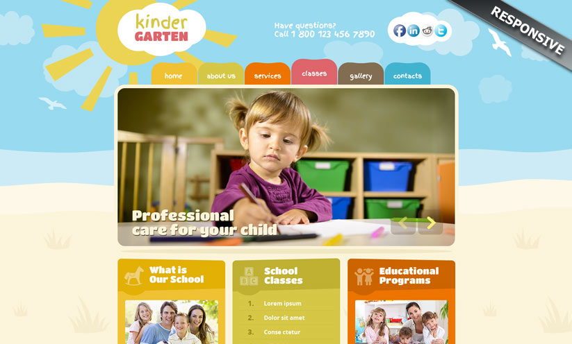 Kindergarten Bootstrap template ID:300111700