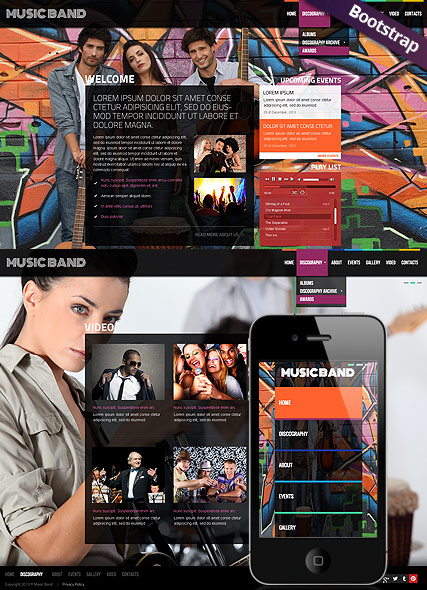 Music Band Bootstrap template ID:300111704