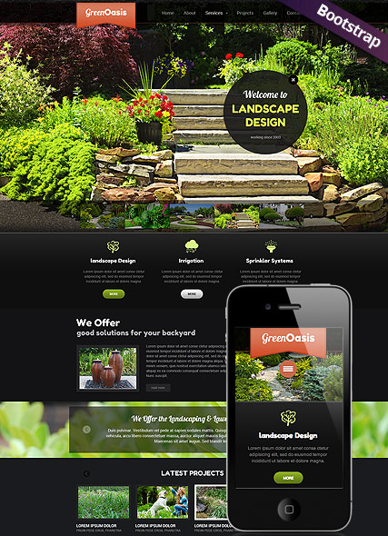 Landscape Design Bootstrap template ID:300111706