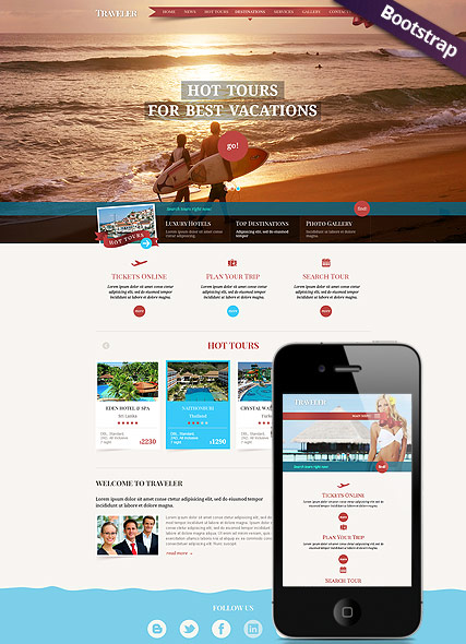 Travel Bootstrap template ID:300111710