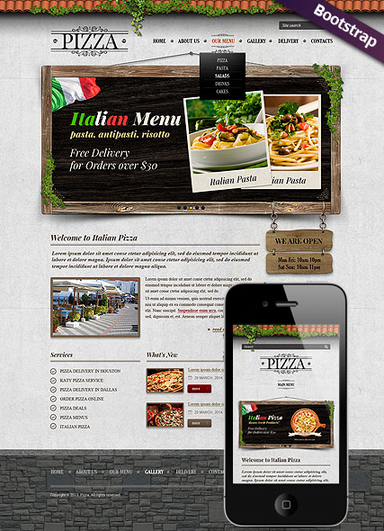Pizza Bootstrap template ID:300111733