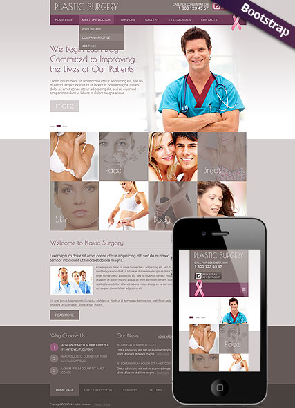 Plastic Surgery Bootstrap template ID:300111735