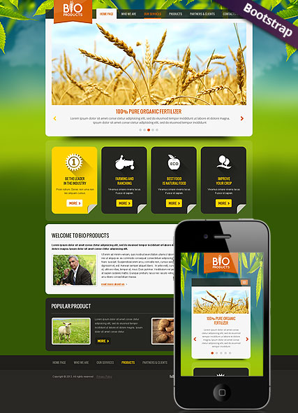 Eco Agriculture Bootstrap template ID:300111737