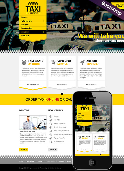 Taxi Service Bootstrap template ID:300111747