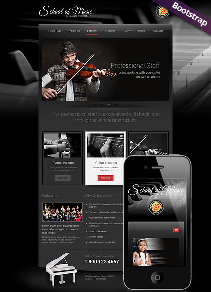Music School Bootstrap template ID:300111757