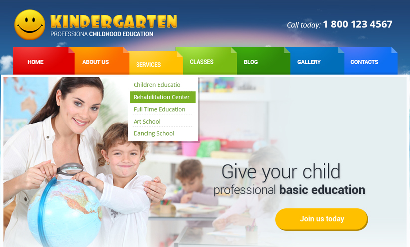Kindergarten Wordpress template ID:300111763