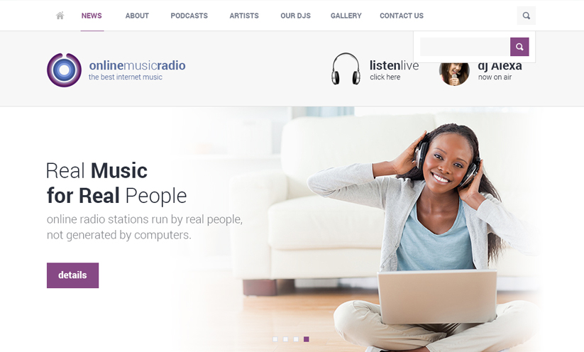 Radio Online Bootstrap template ID:300111781