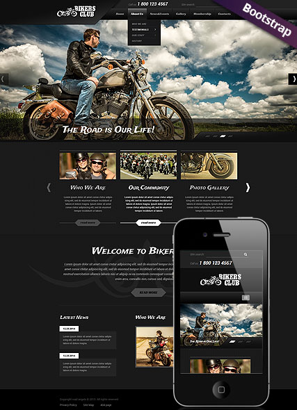 Bikers Club Bootstrap template ID:300111783