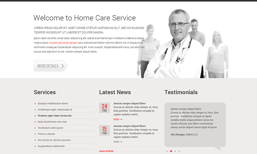 Home care service Bootstrap template ID:300111784 Slide 1