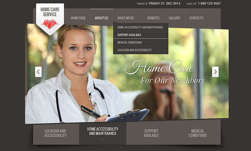 Home care service Bootstrap template ID:300111784