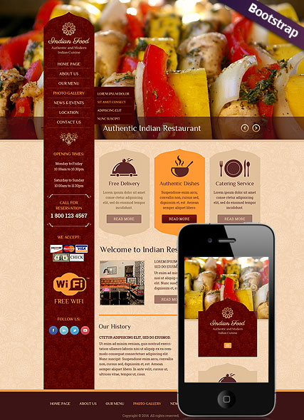 Indian Food Bootstrap template ID:300111796
