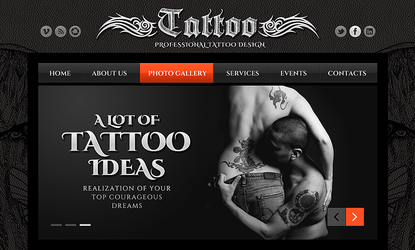 Tattoo design Bootstrap template ID:300111805 Slide 1