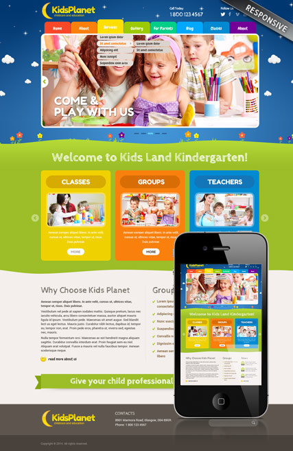 Kids Planet Wordpress template ID:300111821