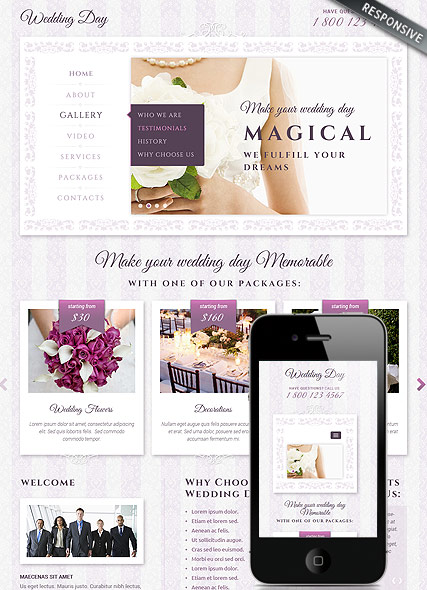 Wedding Bootstrap template ID:300111824