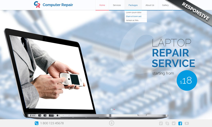 Computer repair Bootstrap template ID:300111826
