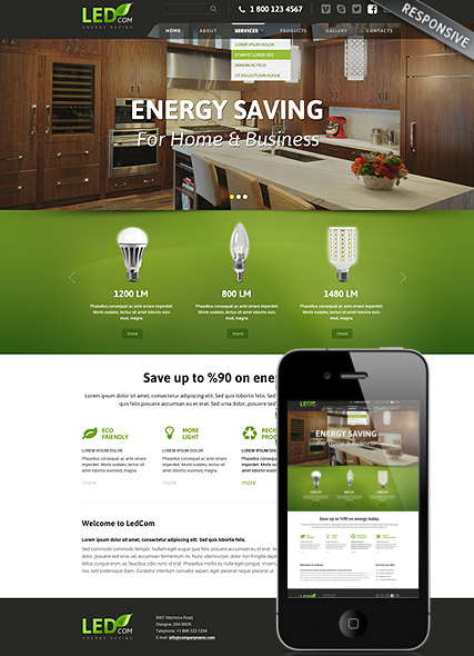 Energy Saving HTML Bootstrap template ID:300111834