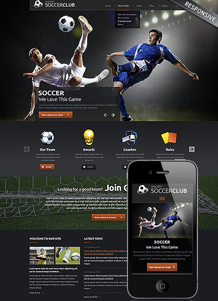 Soccer club Wordpress template ID:300111840