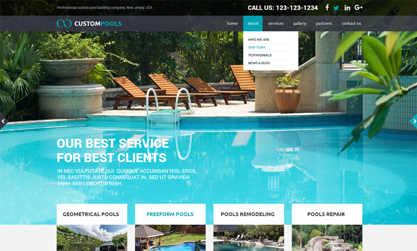 Pool Service HTML Bootstrap template ID:300111846