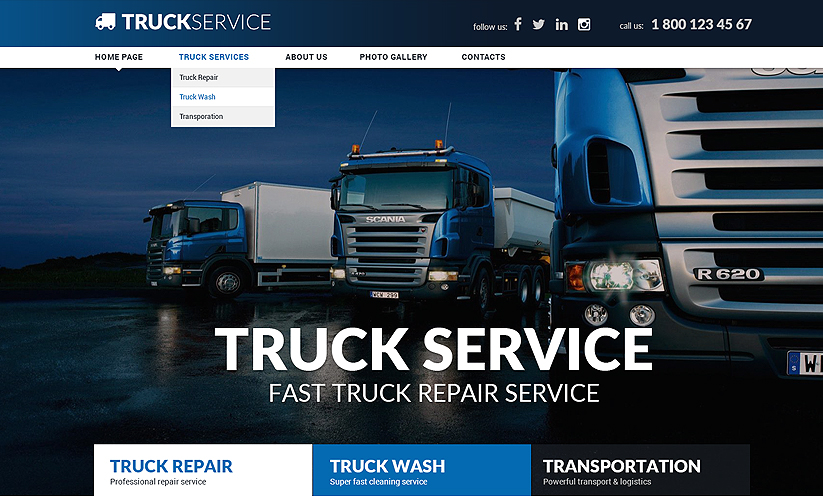 Truck Service v3.4 Joomla template ID:300111890