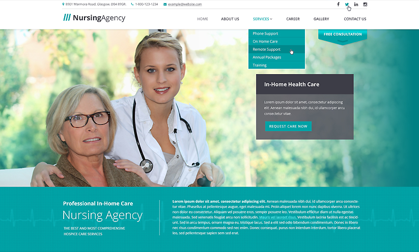 Nursing Care Bootstrap template ID:300111908