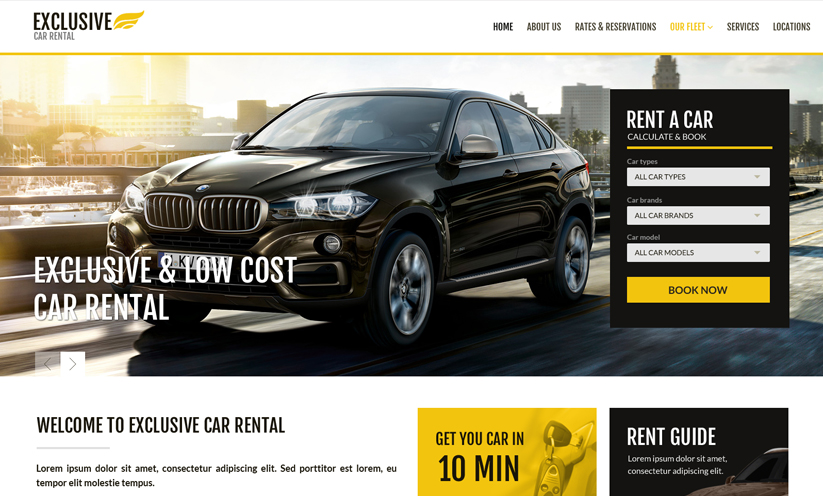 Rent a Car HTML Bootstrap template ID:300111914