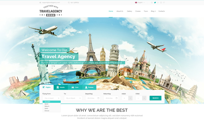 Travel Agency WP Wordpress template ID:300111922