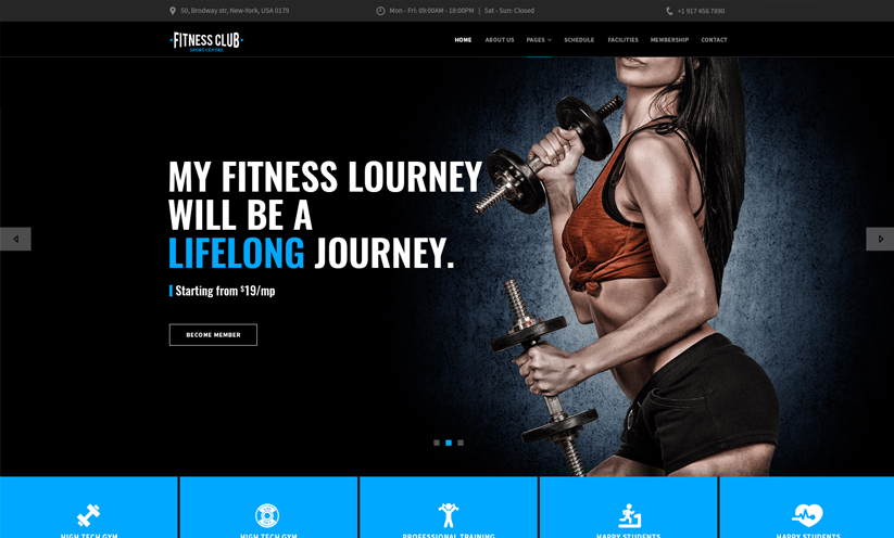 Fitness club Bootstrap template ID:300111931