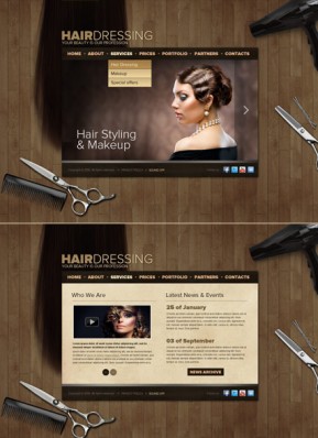 Hair Dressing HTML5 template ID: 300111565