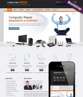 Computer repair Bootstrap template ID: 300111587