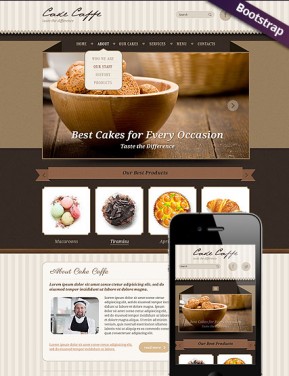 Cake Caffe Bootstrap template ID: 300111719