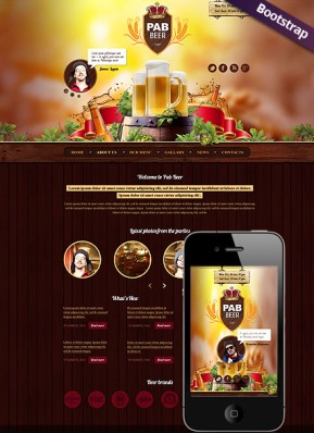 Beer Pub Bootstrap template ID: 300111762