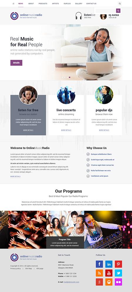 Radio Online Bootstrap template ID: 300111781
